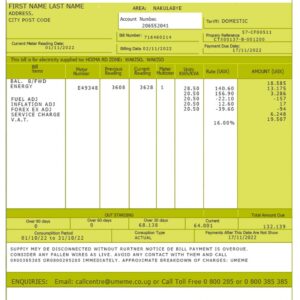 Uganda Make utility bill template
