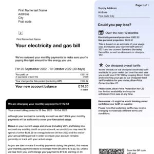 United Kingdom EDF utility bill template