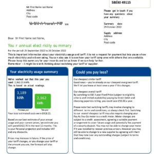 United Kingdom SSE utility bill template