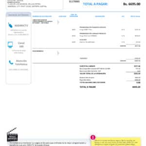 Venezuela utility bill template