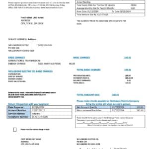 Pennsylvania utility bill template