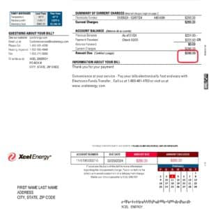 Minnesota Xcel Energy utility bill