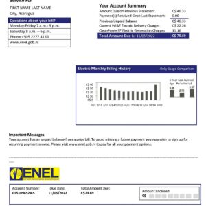nicaragua fake utility bill for proof of address